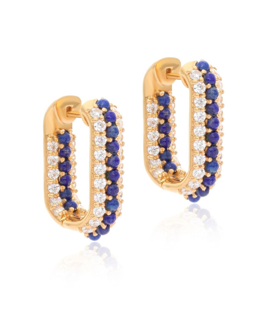 Preeti Sandhu Metallic Summer Sparkle U-Shaped Lapis Lazuli Vermeil Hoops