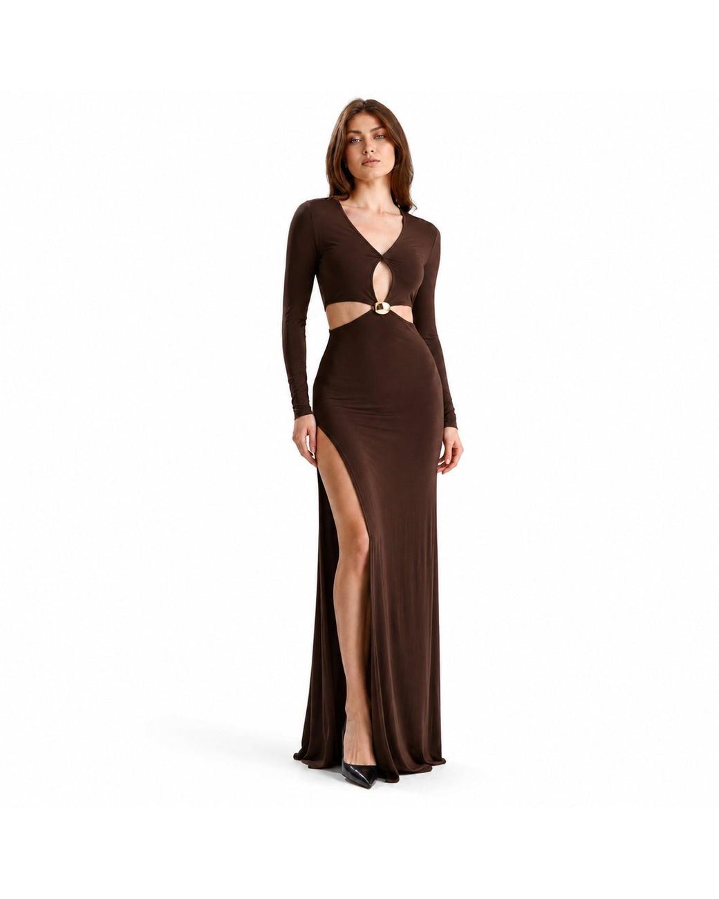 Maison De Gala Brown Celeste Mocha Maxi Dress
