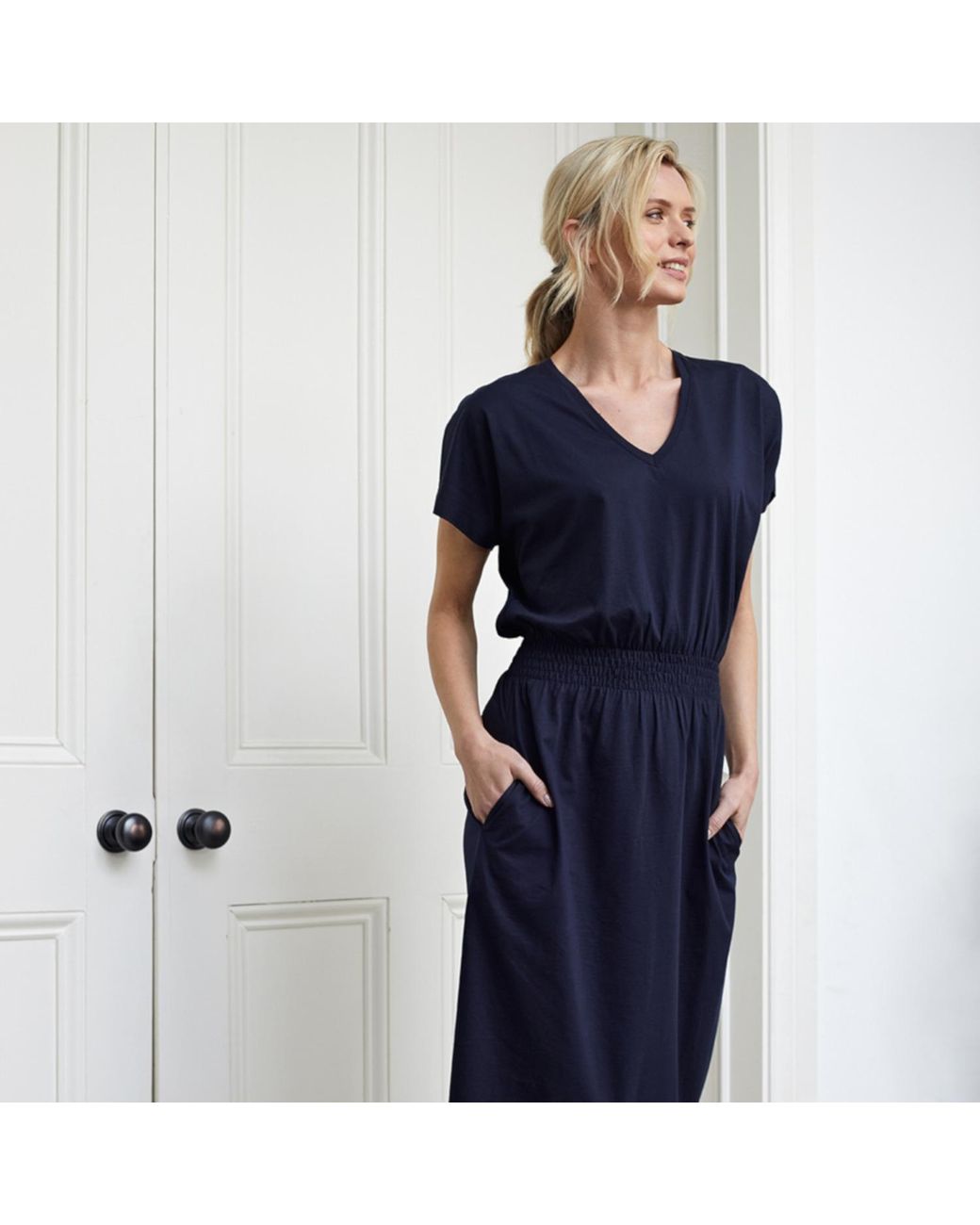 Cove Blue Bali Midi Dress With Pockets