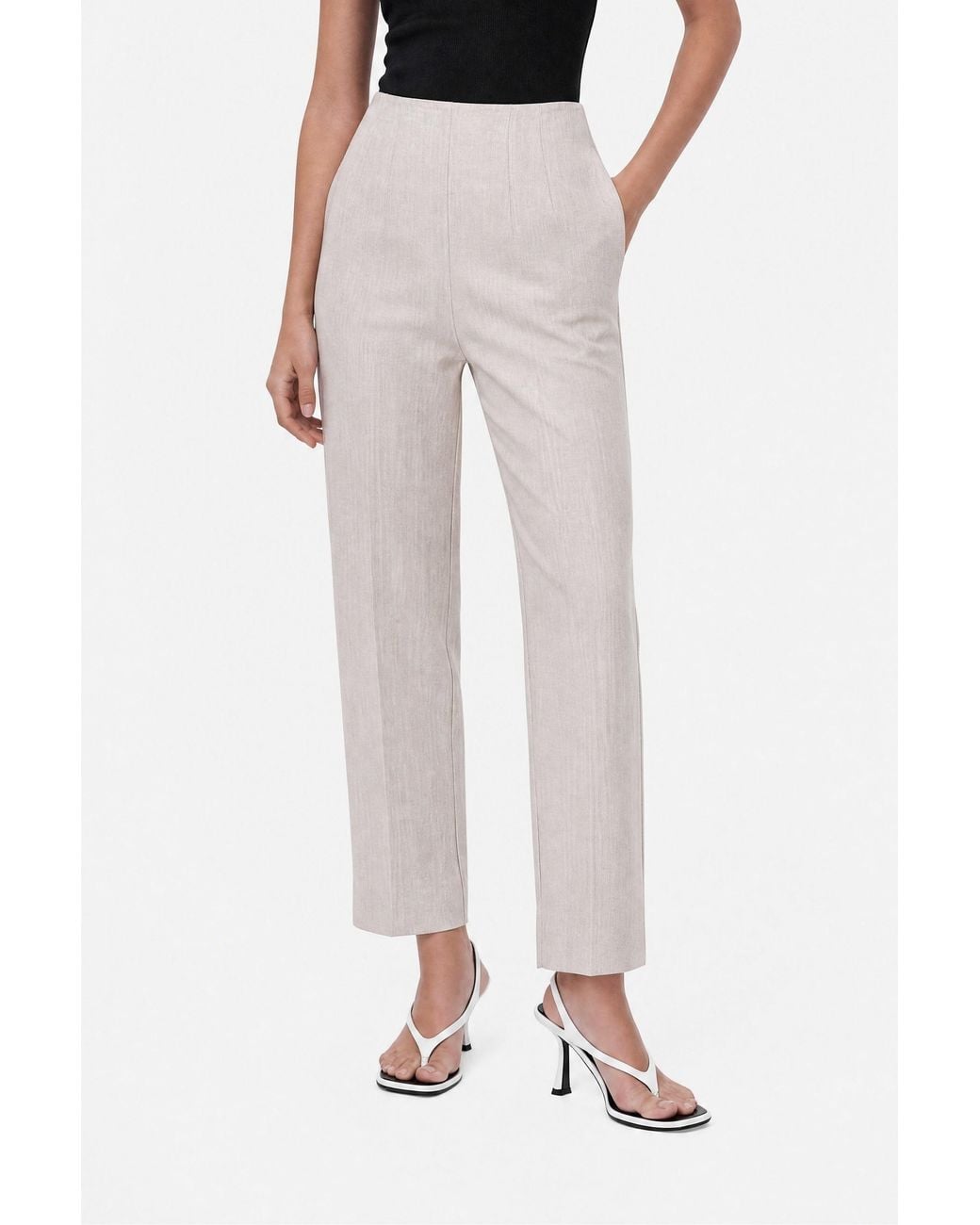 Nocturne Multicolor Neutrals Straight Leg Cropped Trousers