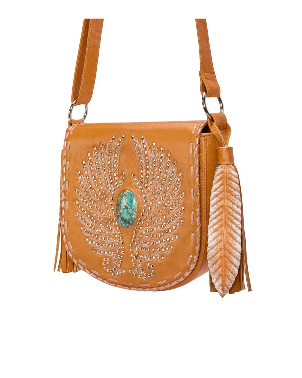 Jodi Lee Brown Fly Away Feather Bag Antique Tan