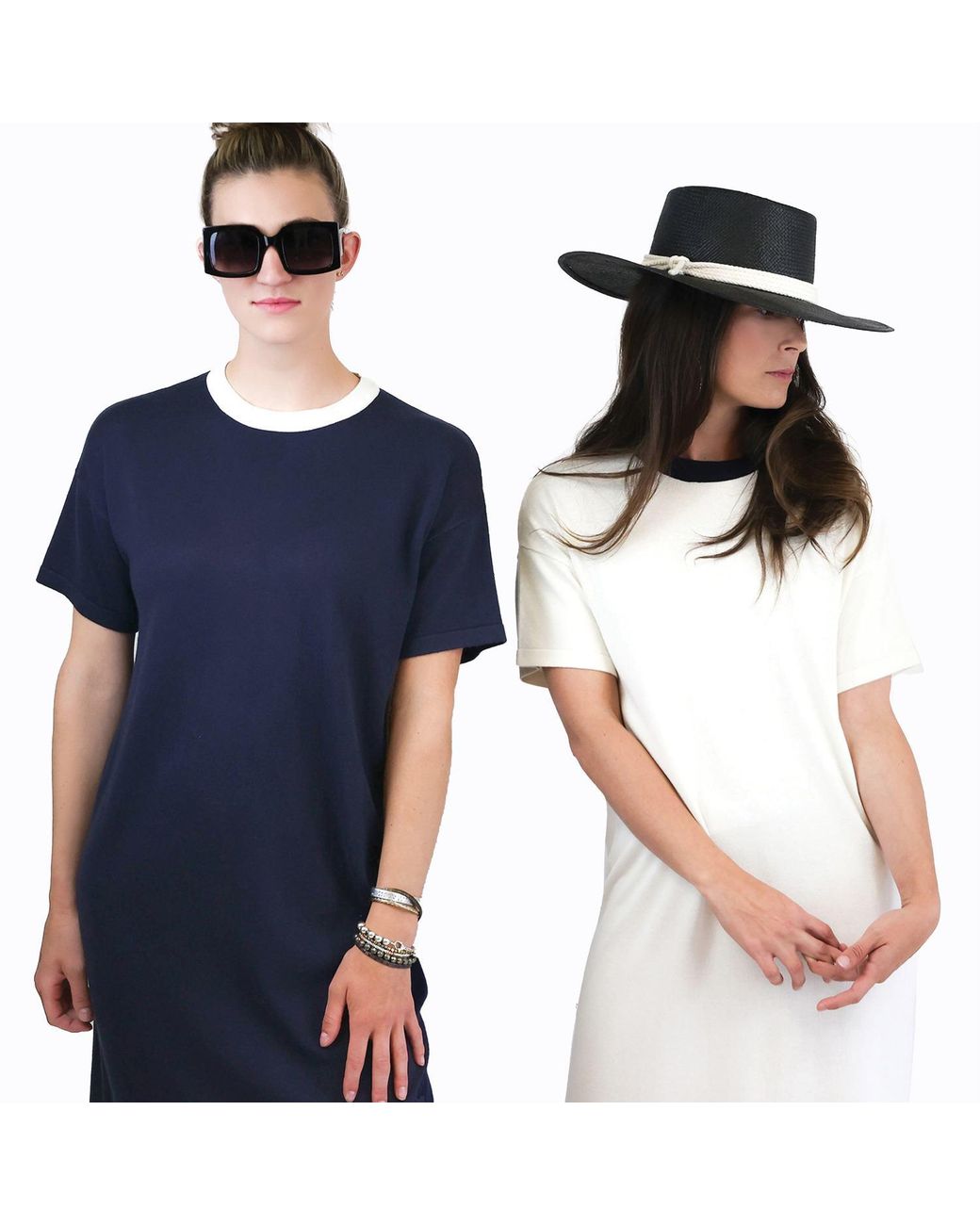Zenzee White Silk Cashmere Tee Shirt Dress