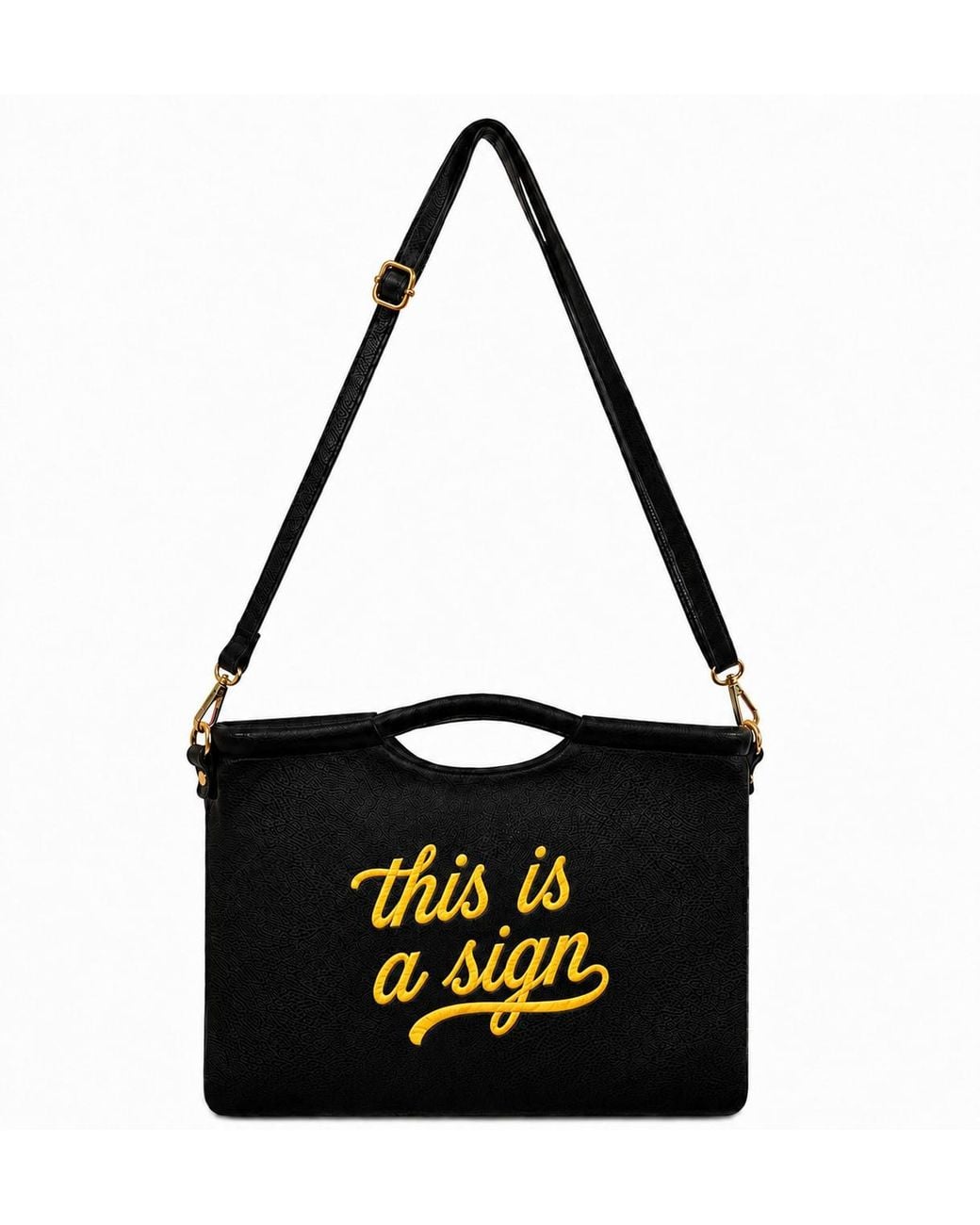 Lilly Loves Black This Is A Sign Vegan Leather Clutch