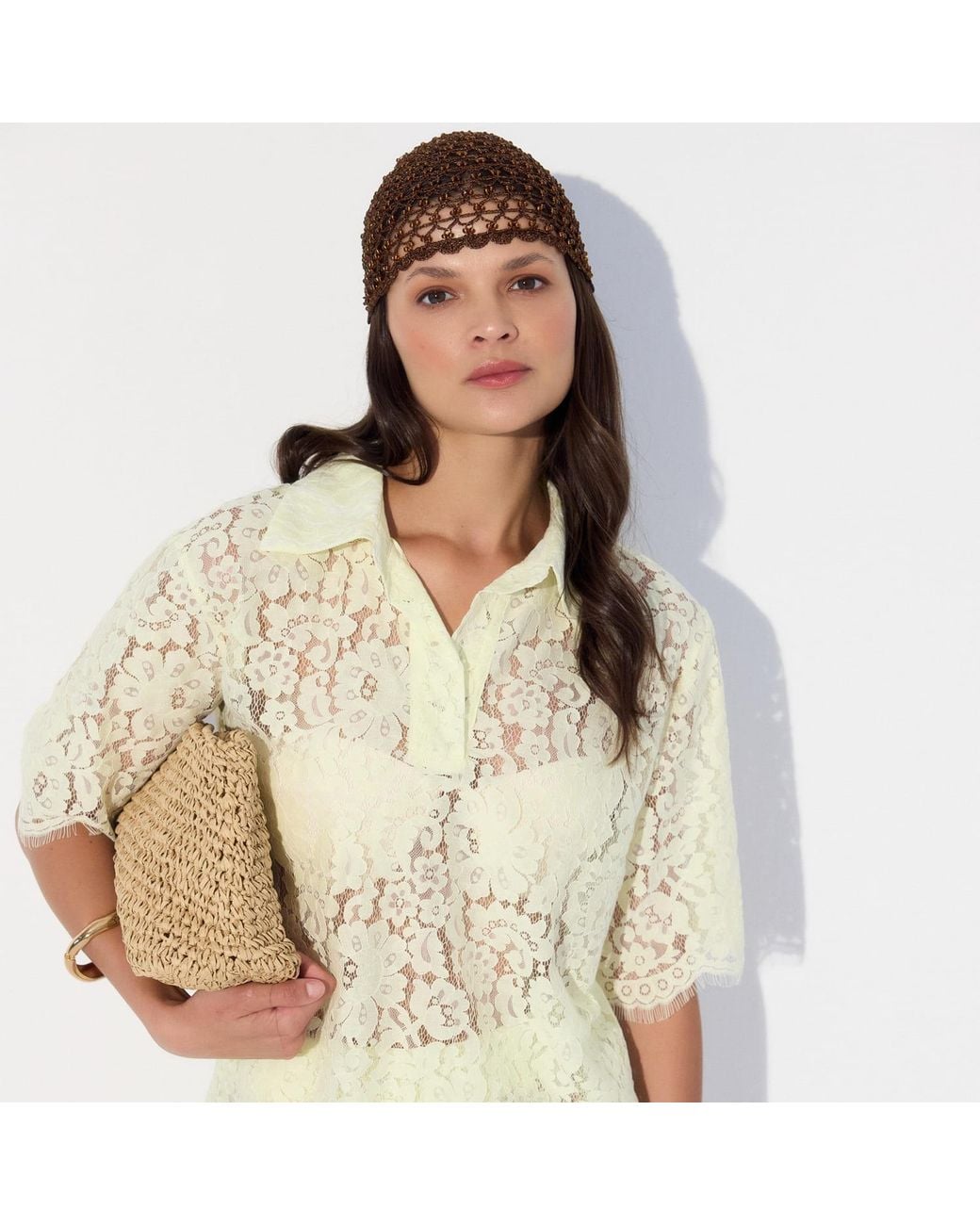 Thisisu Collection Yellow Isla Beachwear Lace Top