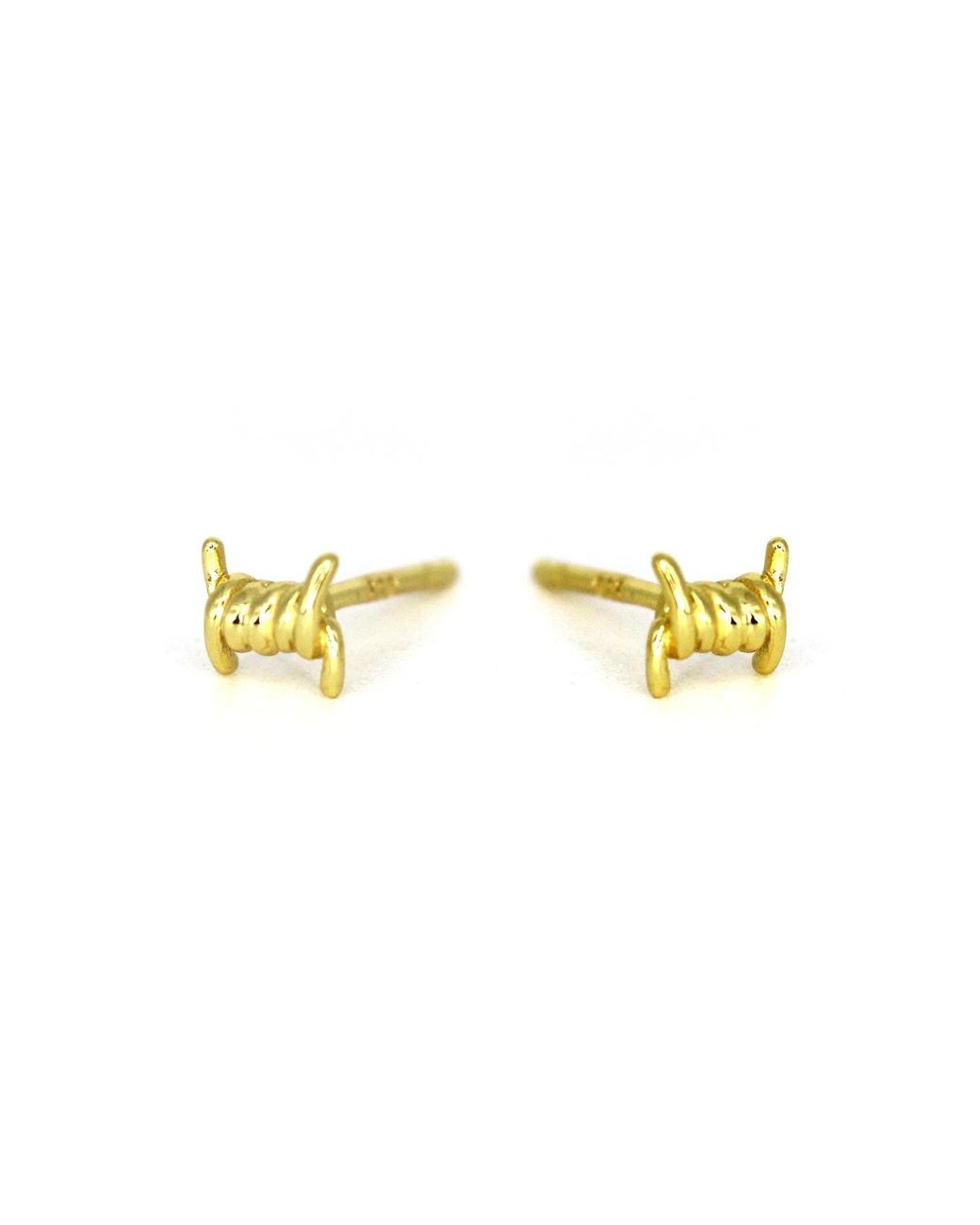 VicStoneNYC Fine Jewelry Brown Barbed Wire Solid Stud Earrings