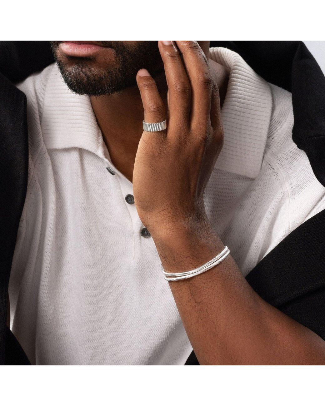 Nialaya Metallic Wrap-Around Chain Bracelet for men