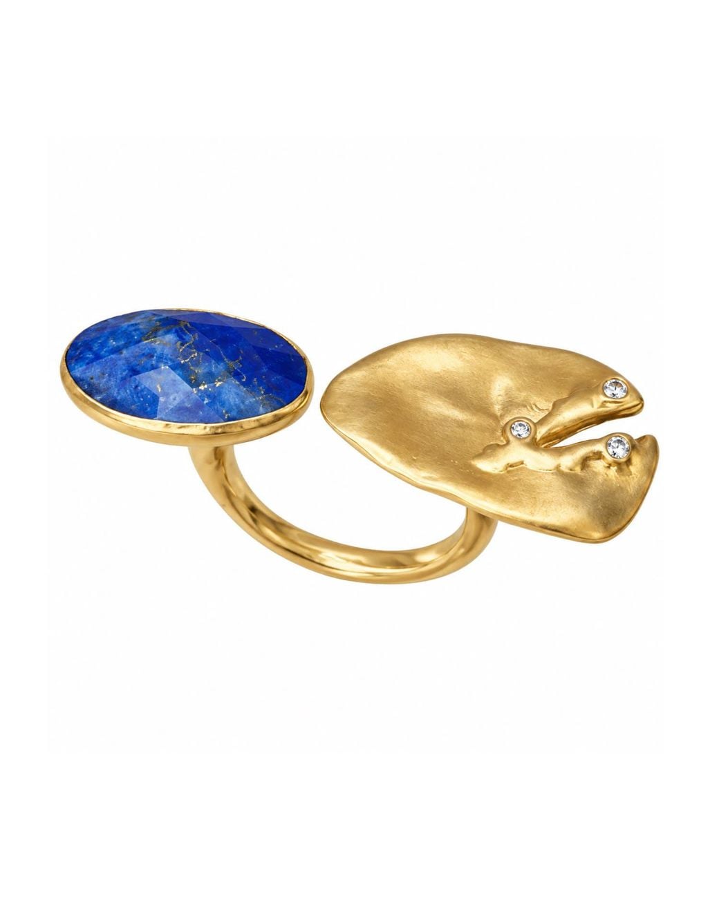 Rare Matters Jewelry Metallic Faceted Lapis Lazuli Statement Ring-Plated Open Band Ring