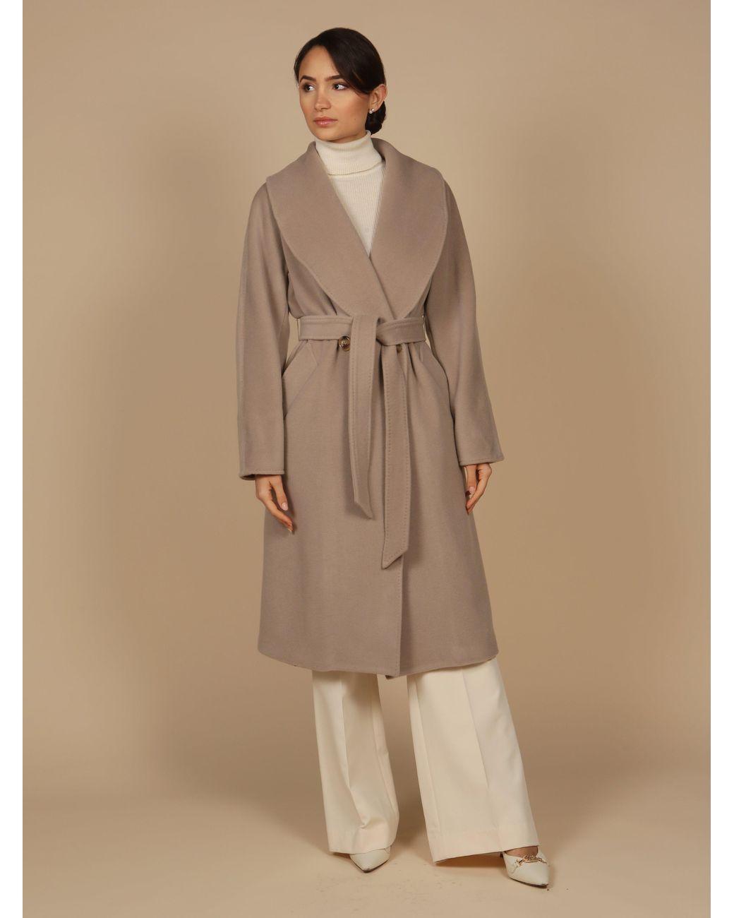 Santinni Brown 'Hepburn' 100% Italian Virgin Wool & Cashmere Coat