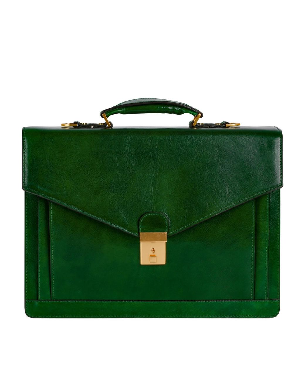 Time Resistance Green Classic Design Leather Briefcase for men