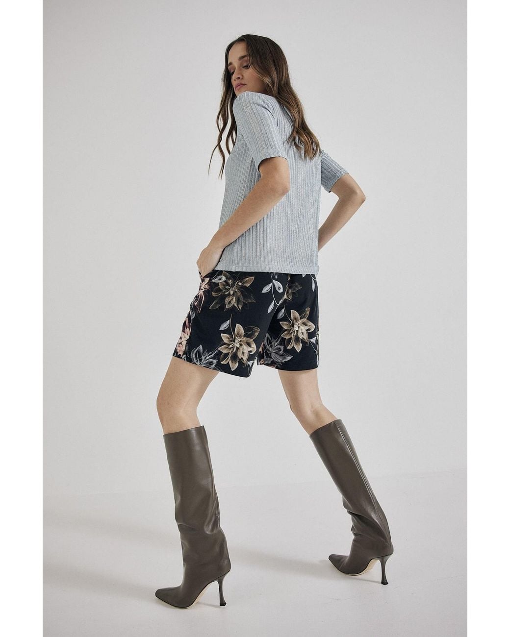 Lindsay Nicholas New York Blue Floral Jersey Short