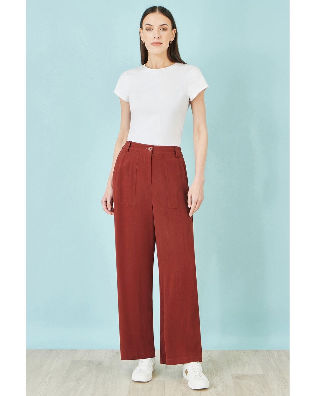 Yumi' Red Linen Mix Trousers