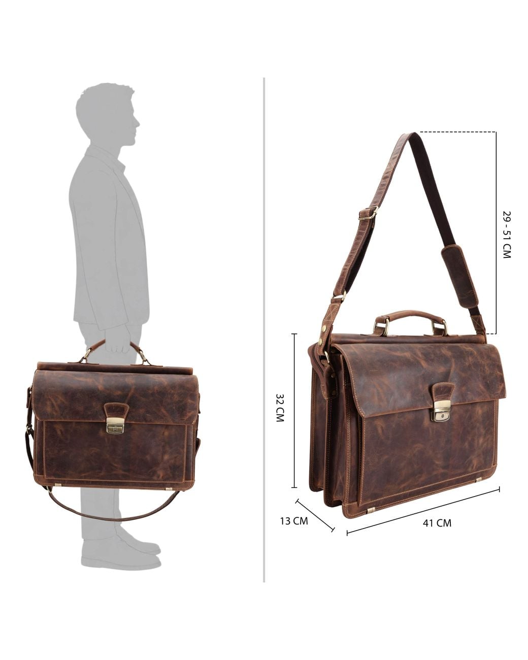 Lloyd Baker Brown Thane Leather Briefcase for men