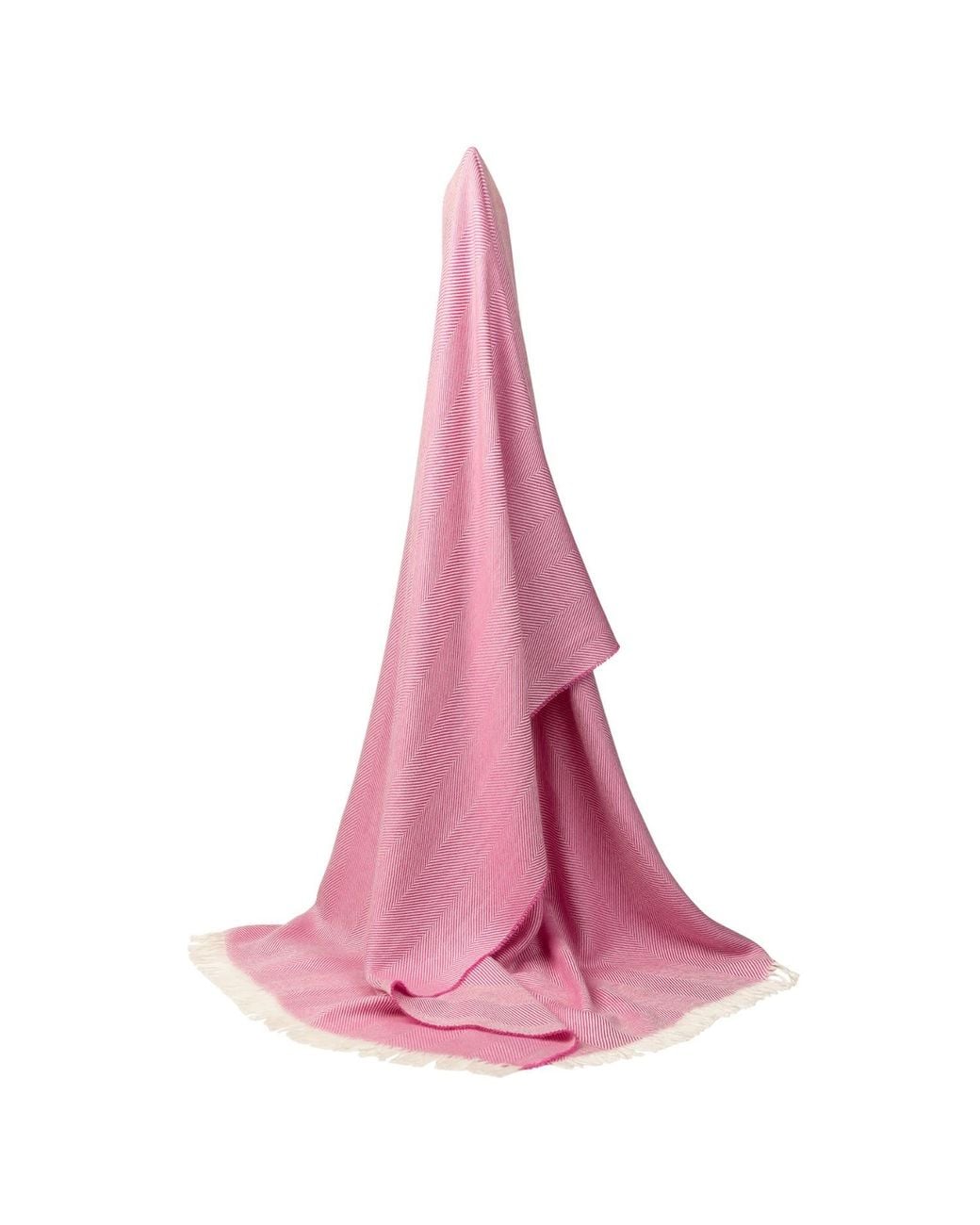 Kinalba Pink Marquee Lipstick Herringbone Cashmere & Silk Stole