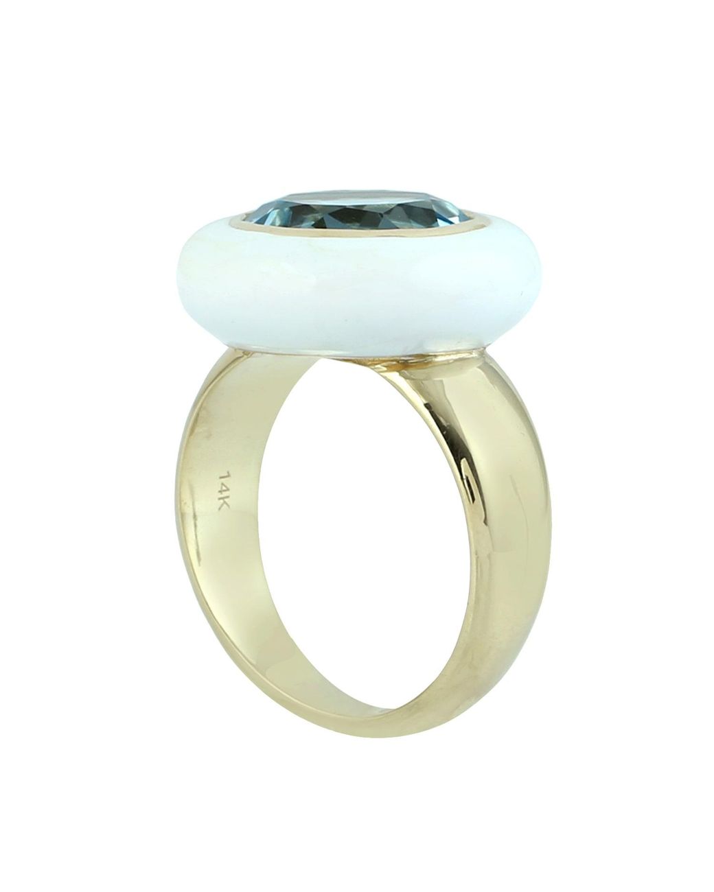 Artisan Blue 14K Enamel & Topaz Cocktail Ring