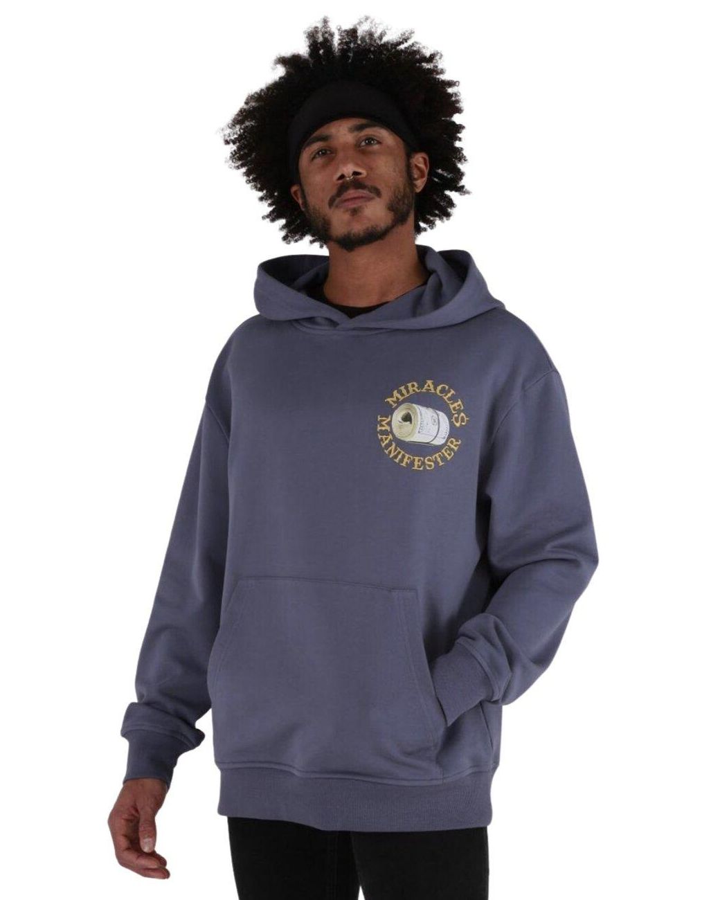 Miracles Manifester Blue Good Luck Embroidered Hoodie