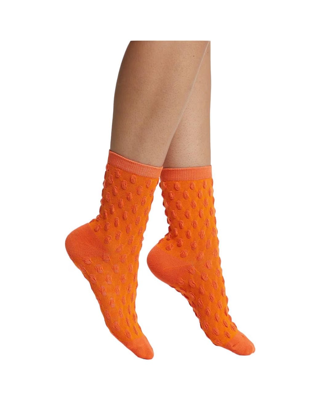 HIGH HEEL JUNGLE by KATHRYN EISMAN Orange Waffle Combed Cotton Socks