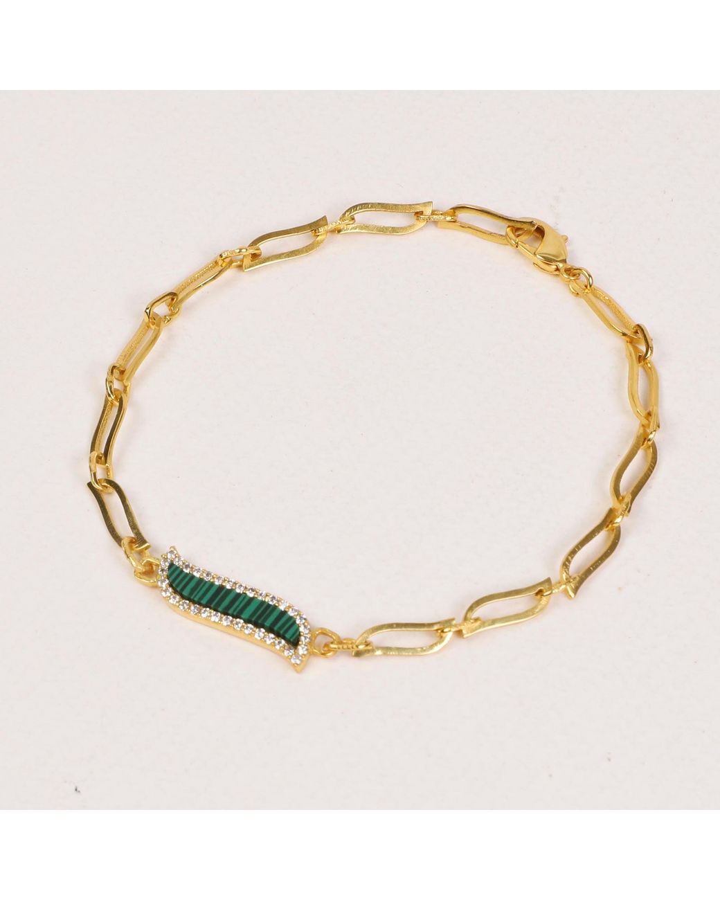 Lila Rasa Metallic Paper Link Bracelet Malachite Wave Symphony