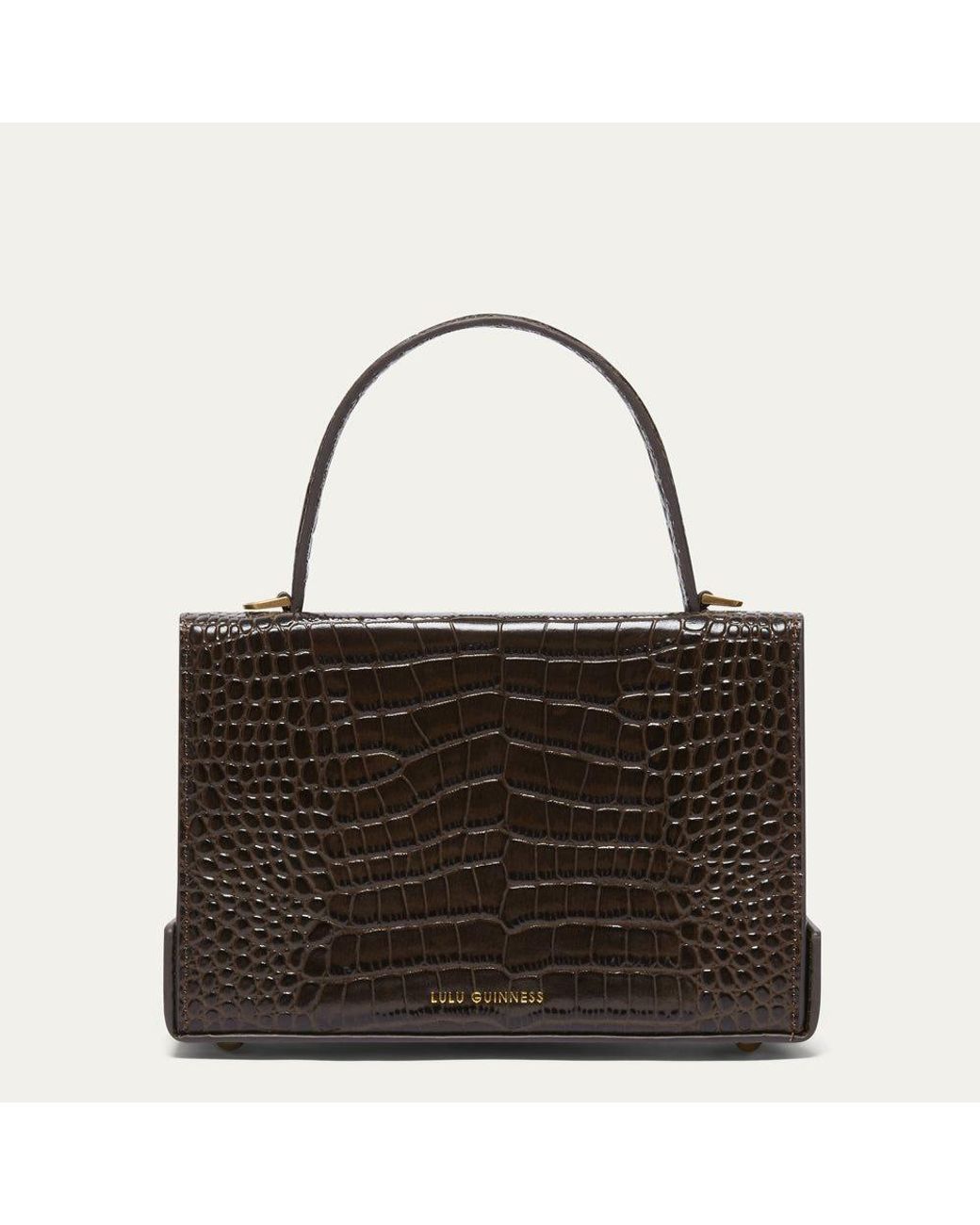 Lulu Guinness Black Chocolate Croc Queenie Handbag