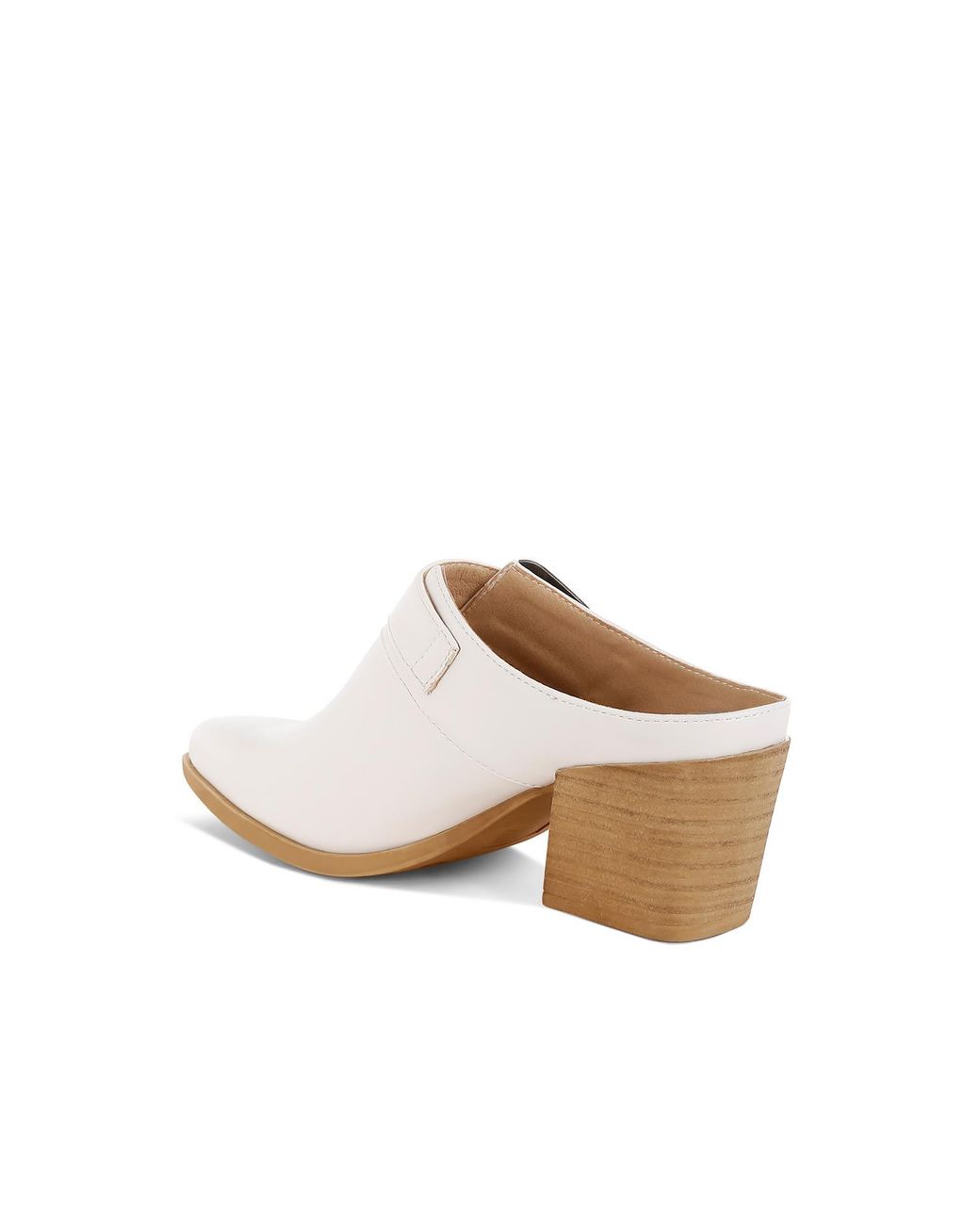 Rag & Co White Holler Carved Buckle Statement Mules