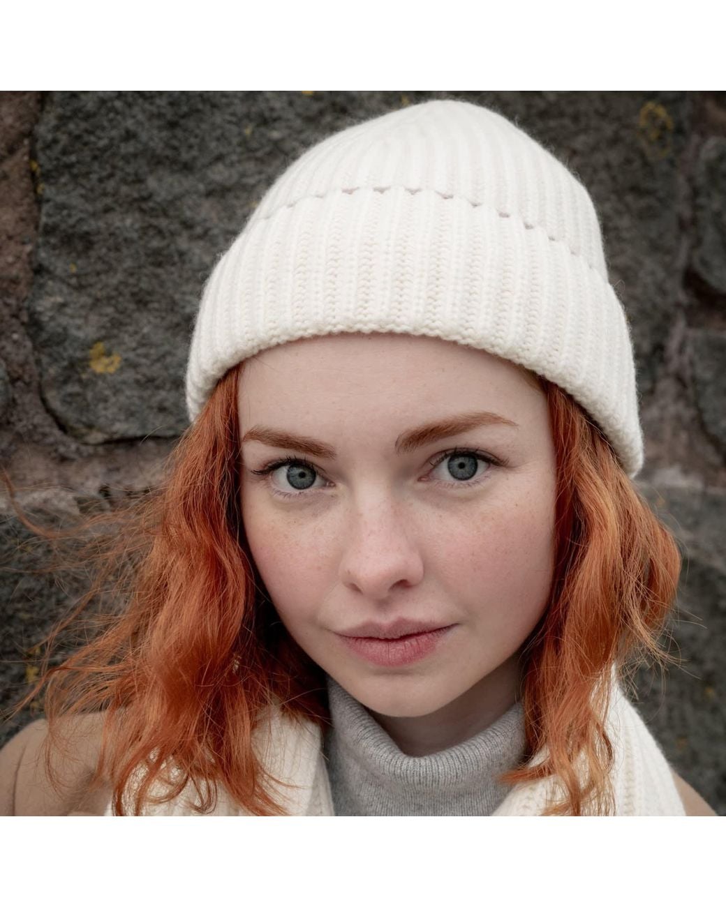 Kinalba Natural Neutrals Ladies Chunky Ribbed Cashmere Beanie Hat
