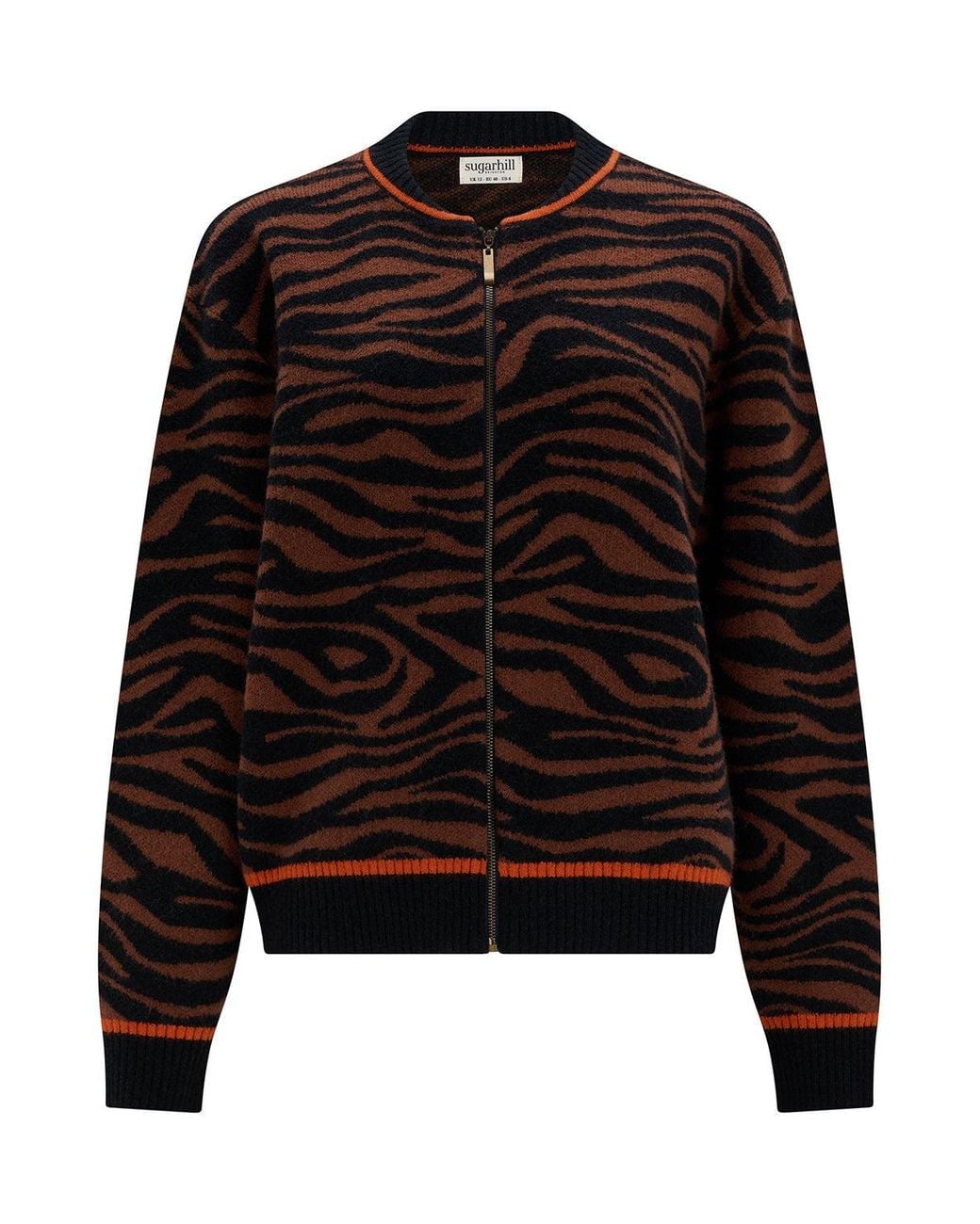 Sugarhill Black Solana Knitted Bomber Jacket Tiger