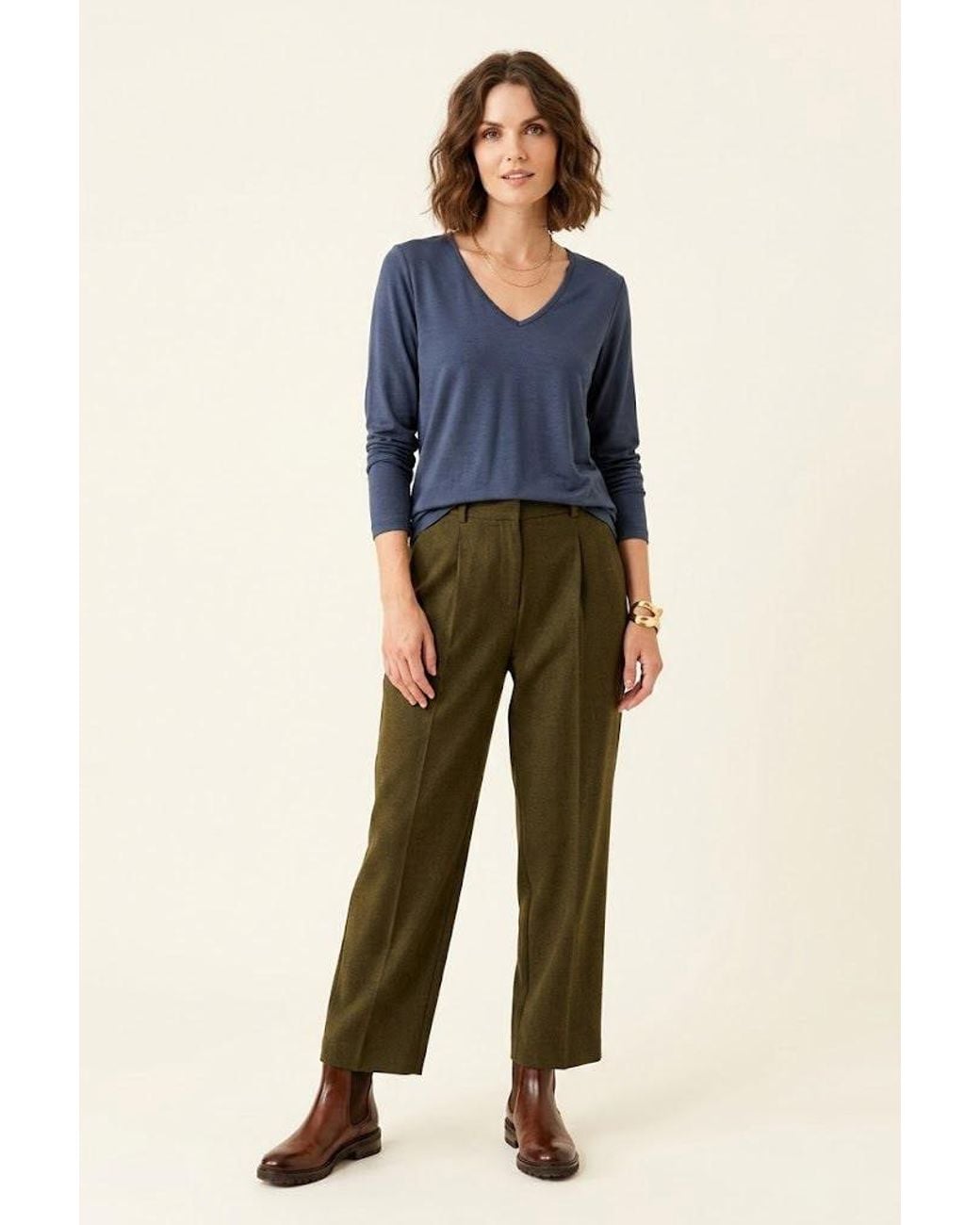 Conquista Blue Classic Long-Sleeve V-Neck Top