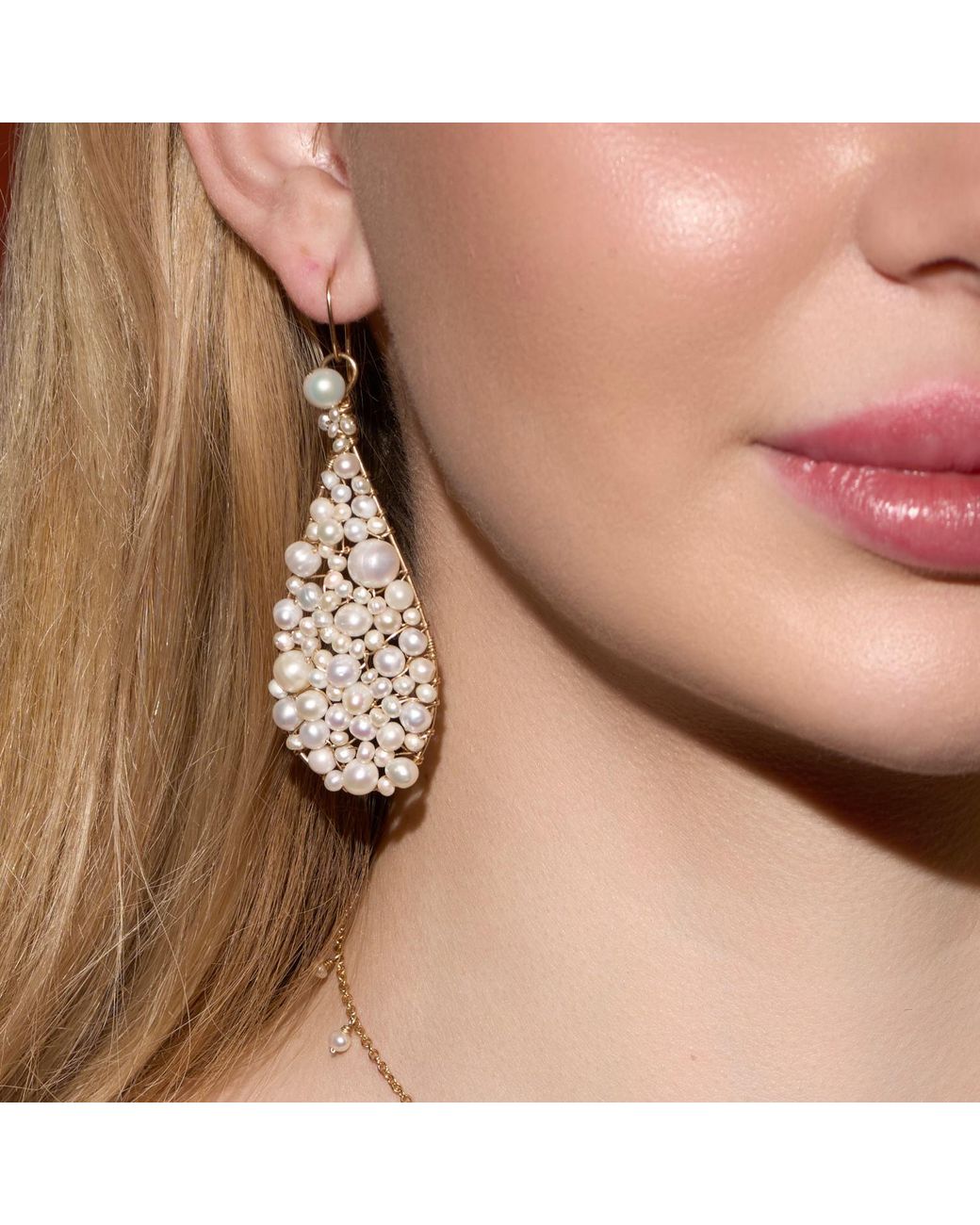 Corina Mardari Jewelry Metallic Statement Pearl Handmade Earrings
