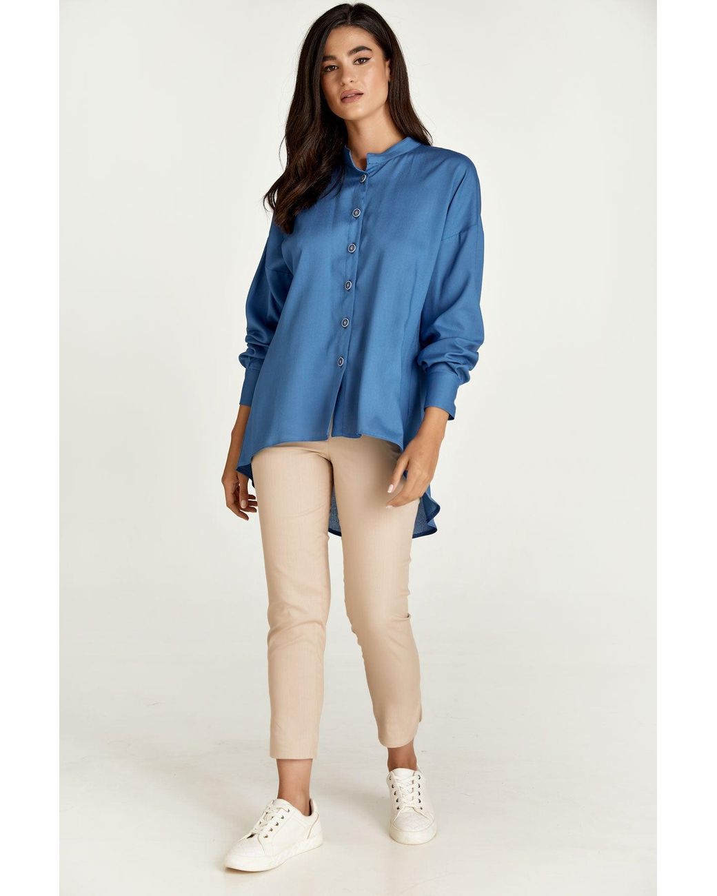 Conquista Blue Sky Blouse With Mandarin Collar
