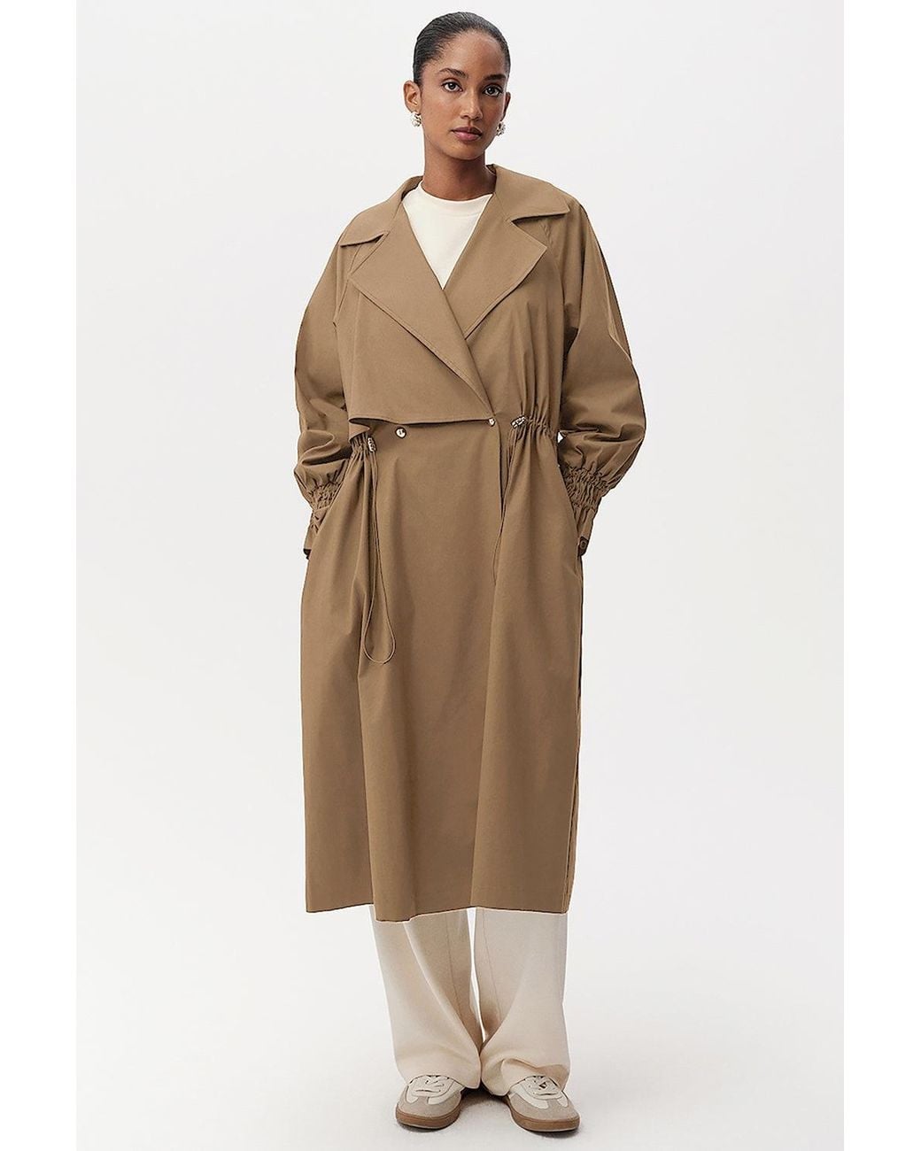 Exquise Natural Daniele Trench Coat Belted Midi Trenchcoat