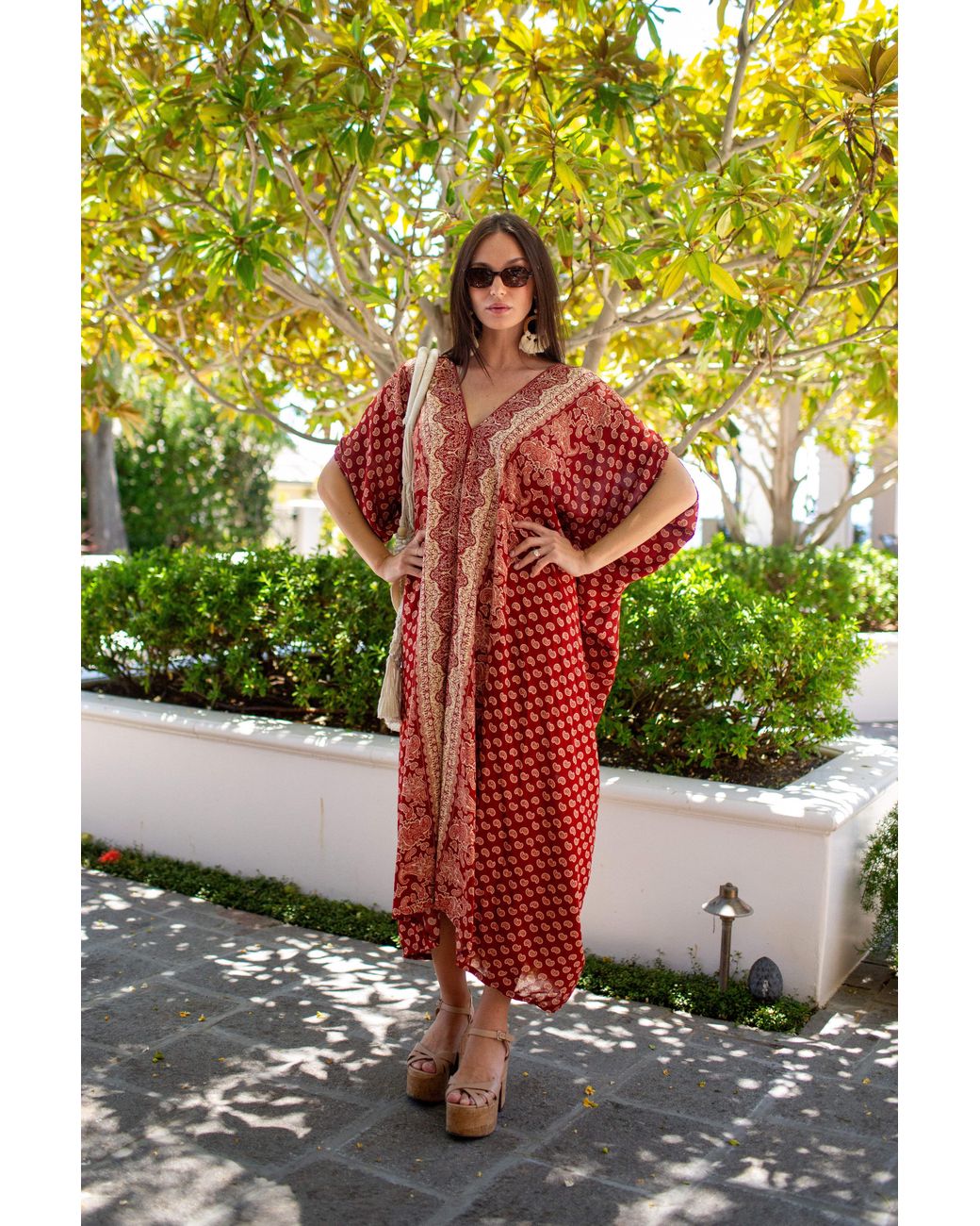 Jennafer Grace Red Artemis Ochre Paisley Caftan