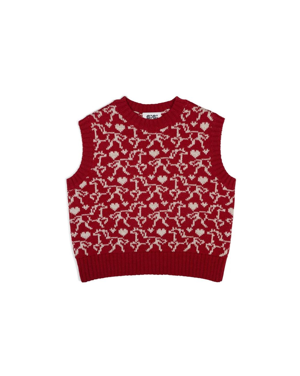 Gigi Knitwear Red Gallop Jaquard Vest