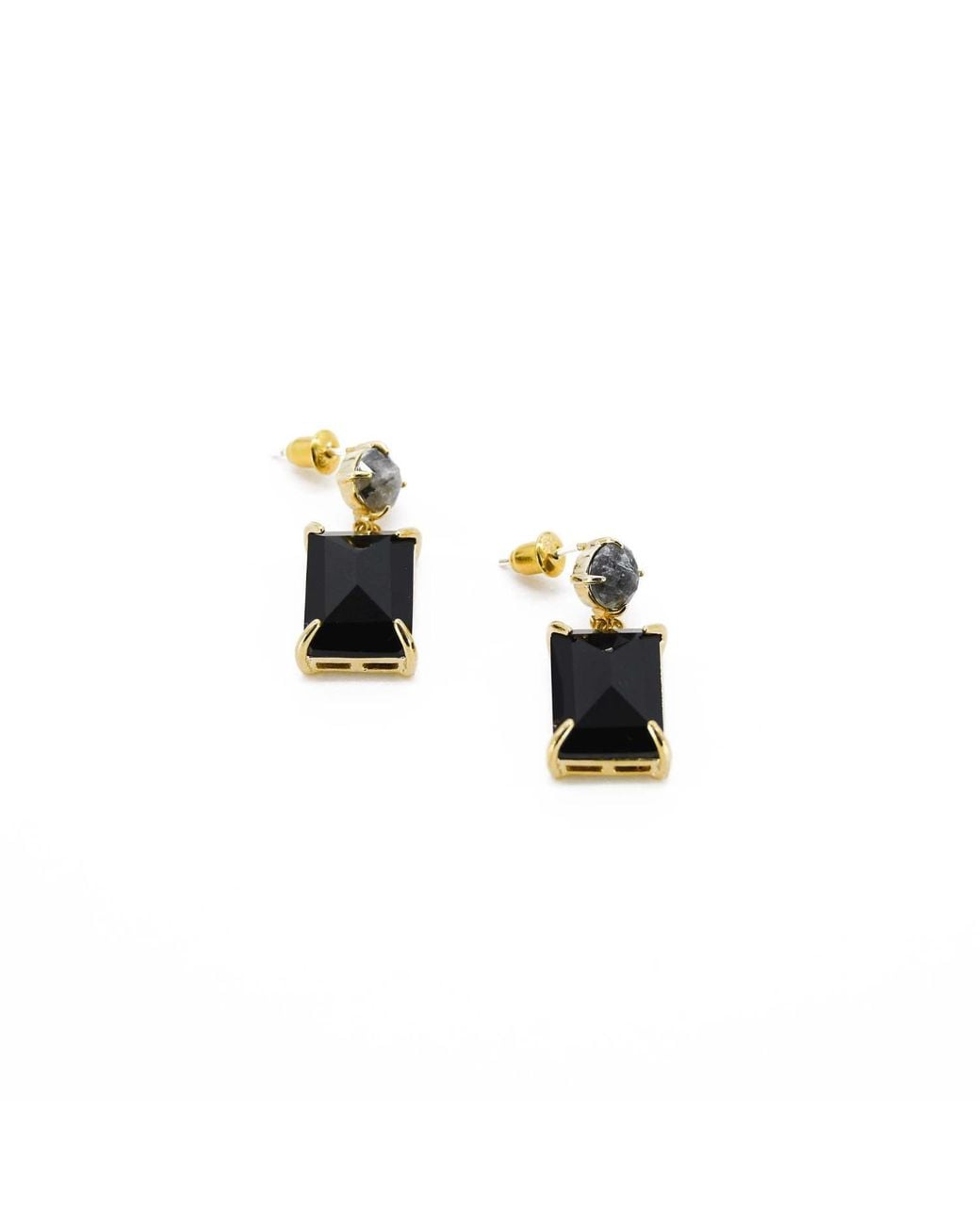 ADIBA Black Labradorite Jet Gemstone Earring