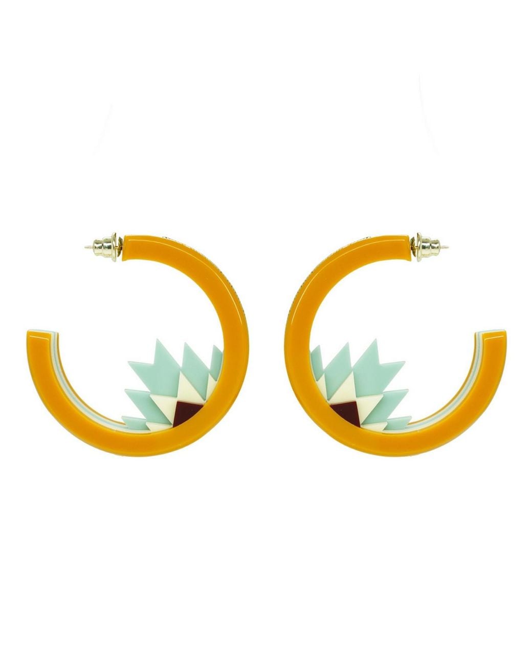 Gissa Bicalho Multicolor Handmade Acrylic Earring Hoops Kuntur Mustard