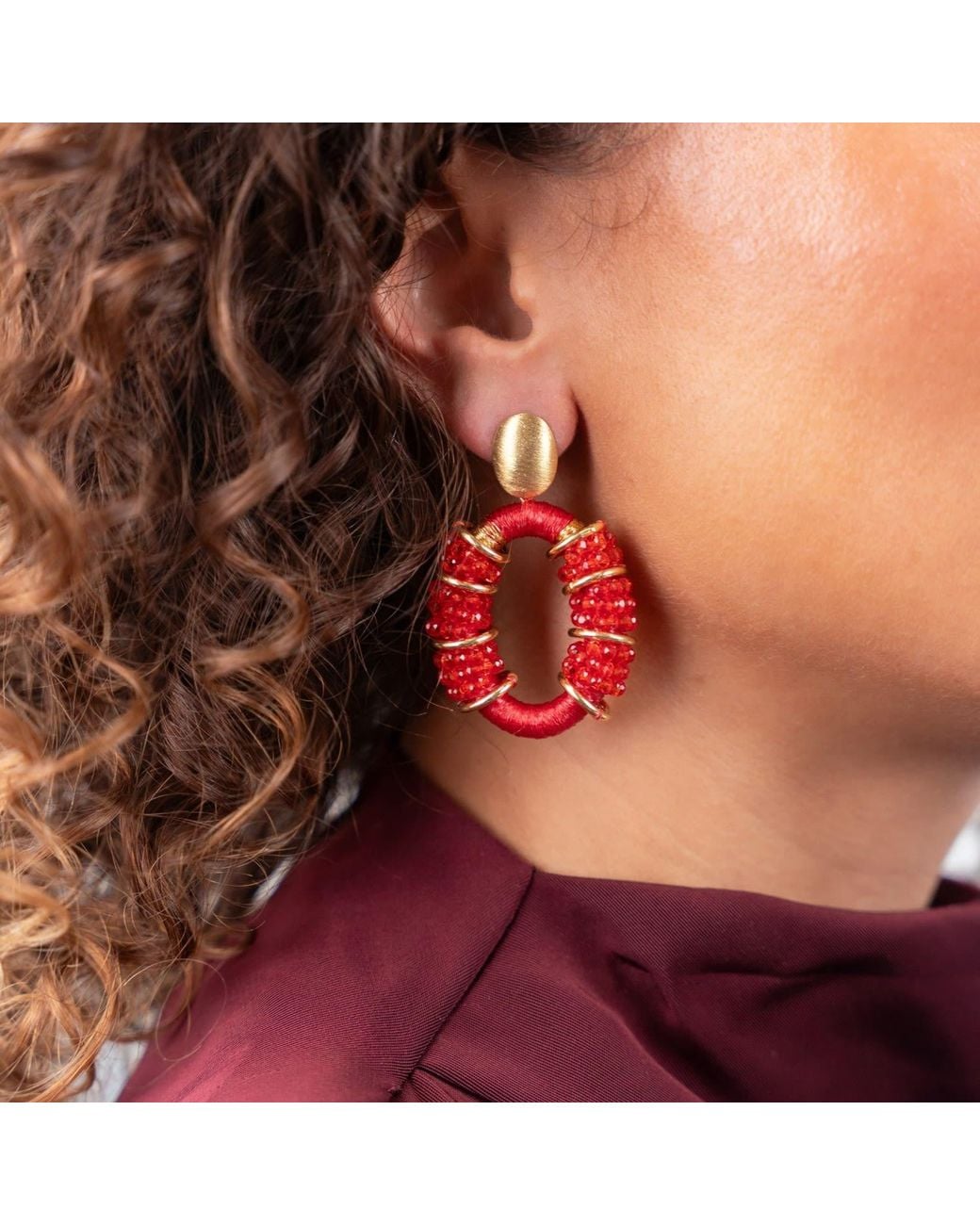 LOTT.gioielli Red Combi Oval Deluxe Earrings M