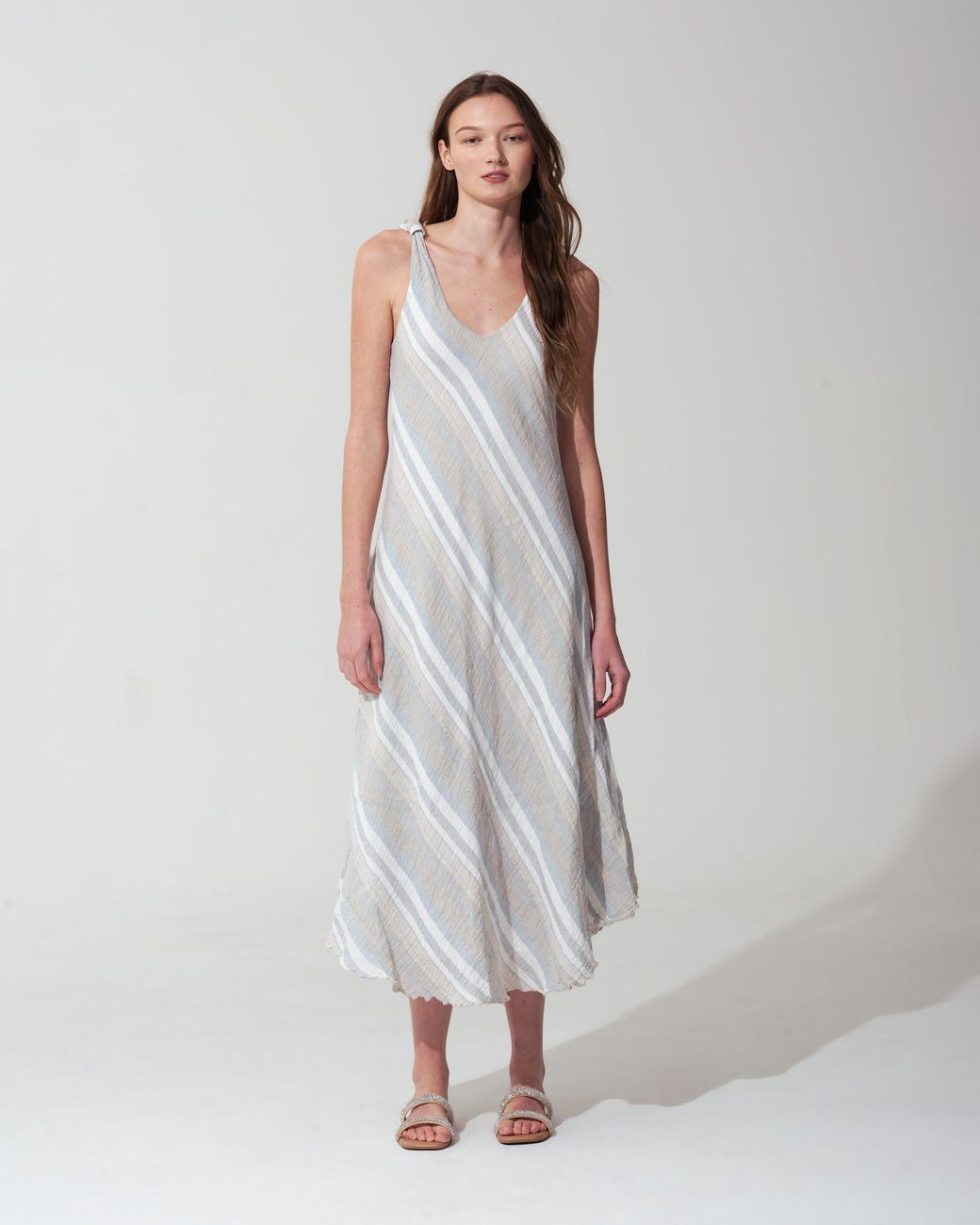 MARICEL White Rosanna Dress Soft-Waved Linen Gauze