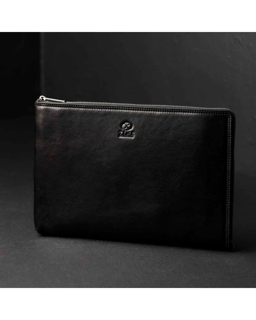 Time Resistance Black Leather Clutch Purse for men