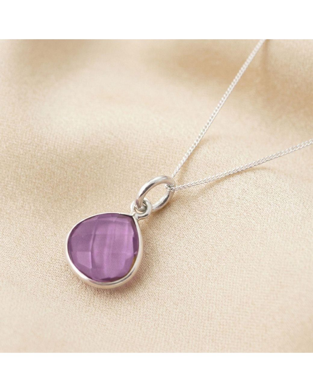 Sophelia Purple Alexandrite June Birthstone Colour Changing June Birthstone Heart Charm Sterling Necklace