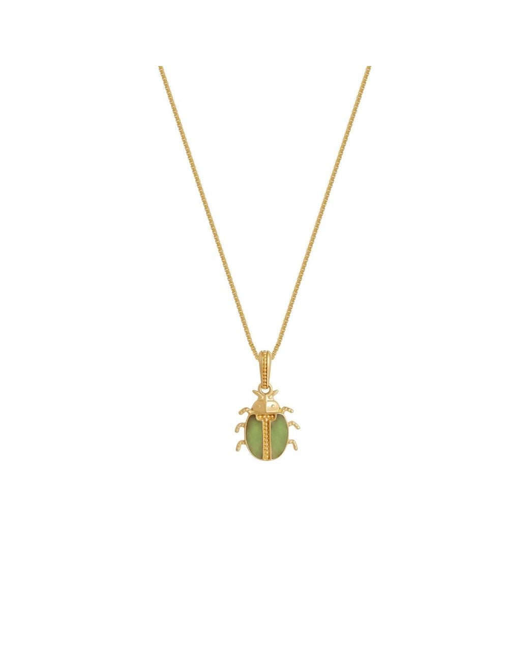 Karma and Luck Metallic Ancient Keeper Jade Scarab Necklace