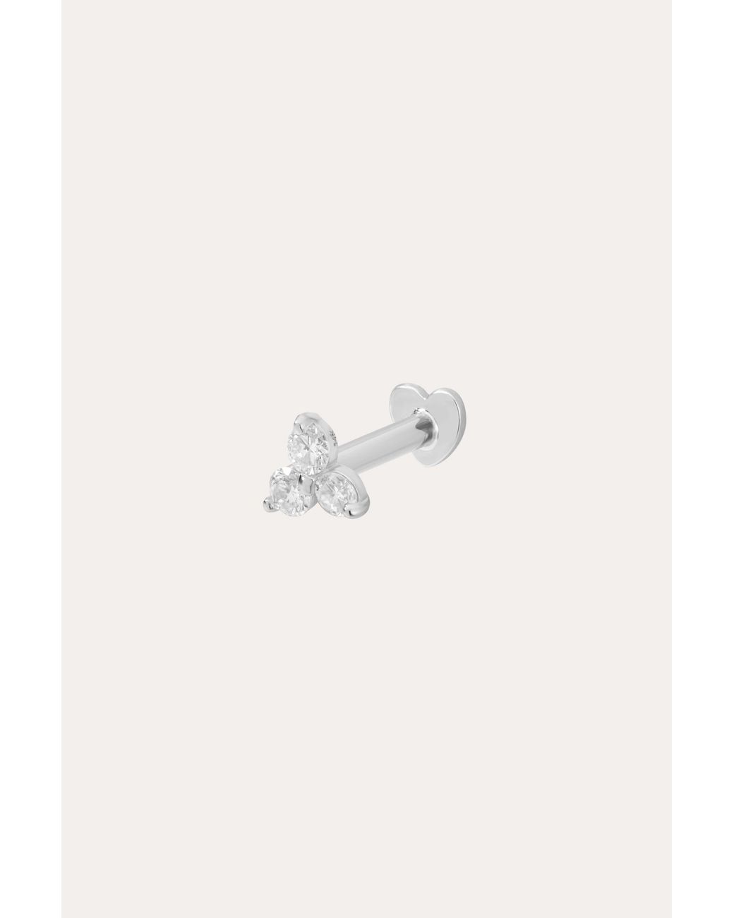 Vanhi White 14K Solid Lab-Grown Diamond Trinity Flat Back Stud