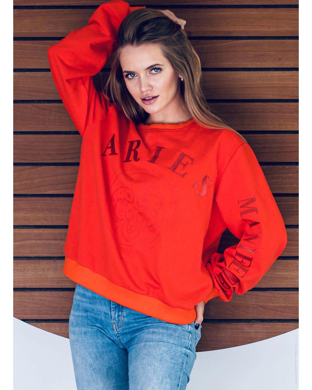 Miracles Manifester Oversized Embroidered Aries Sign Sweatshirt