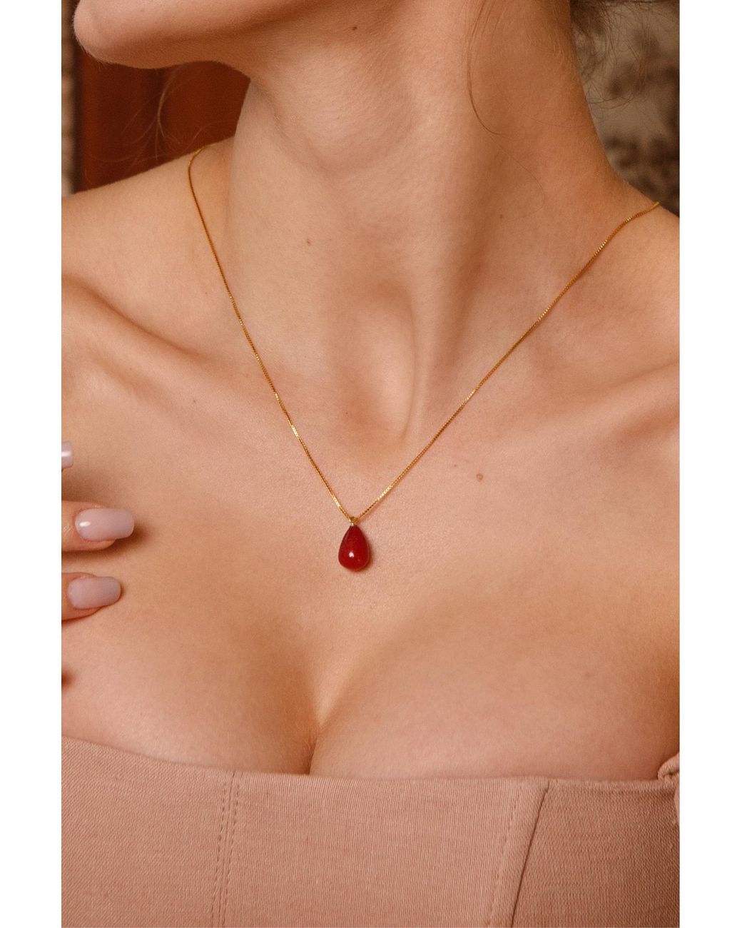 Katy Faye Red July Ruby Necklace