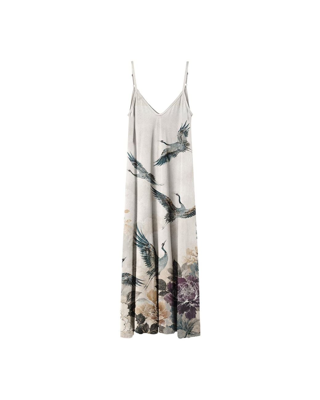 Aloha From Deer White Flying Cranes Maxi Dress