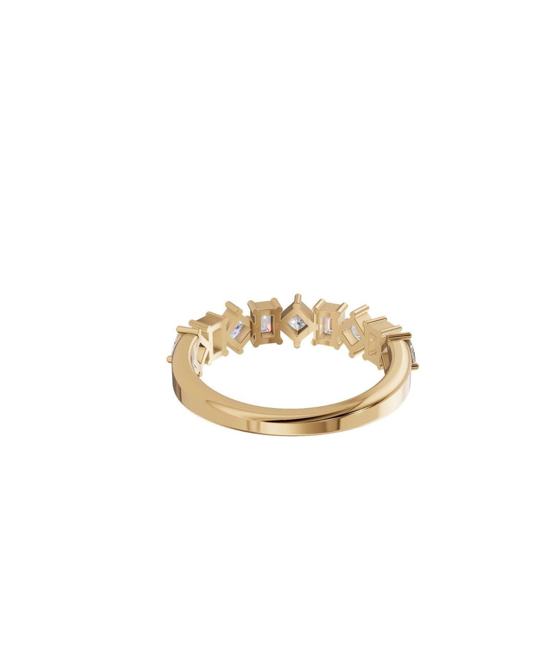 Aya Fine Jewelry Metallic Nova Princess & Emerald Cut Geometric Lab Grown Diamond Stacking Band
