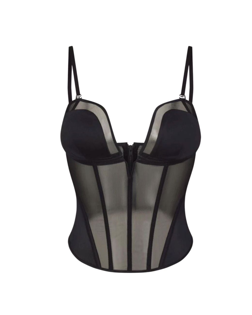 Lunatic Femme Black Double Entendre Silk Bustier With Removable Cups