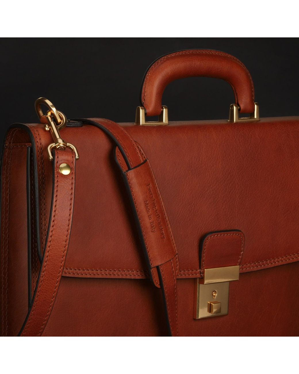 Time Resistance Brown Leather Briefcase