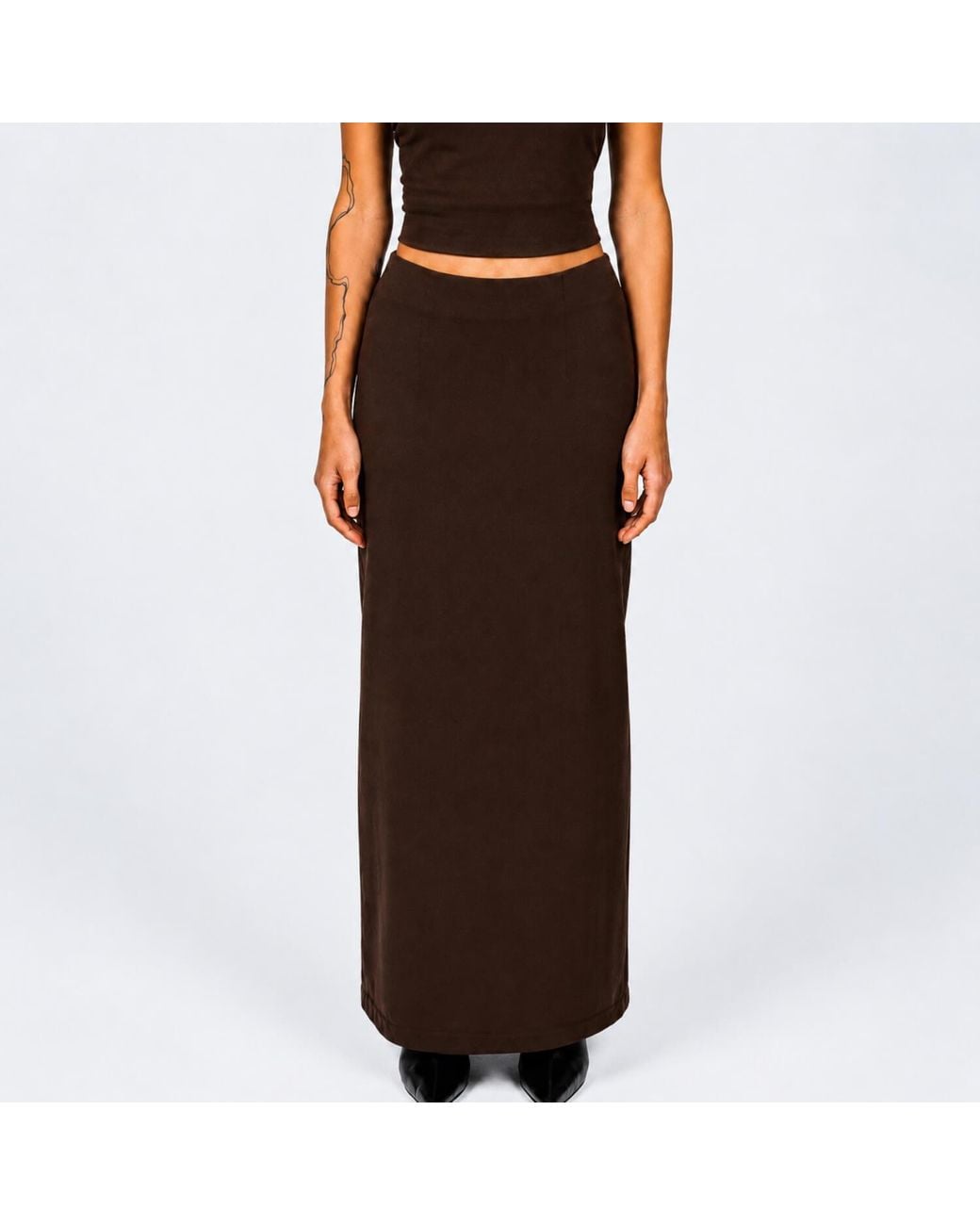 Elamins Brown Maxi Skirt Charcoal