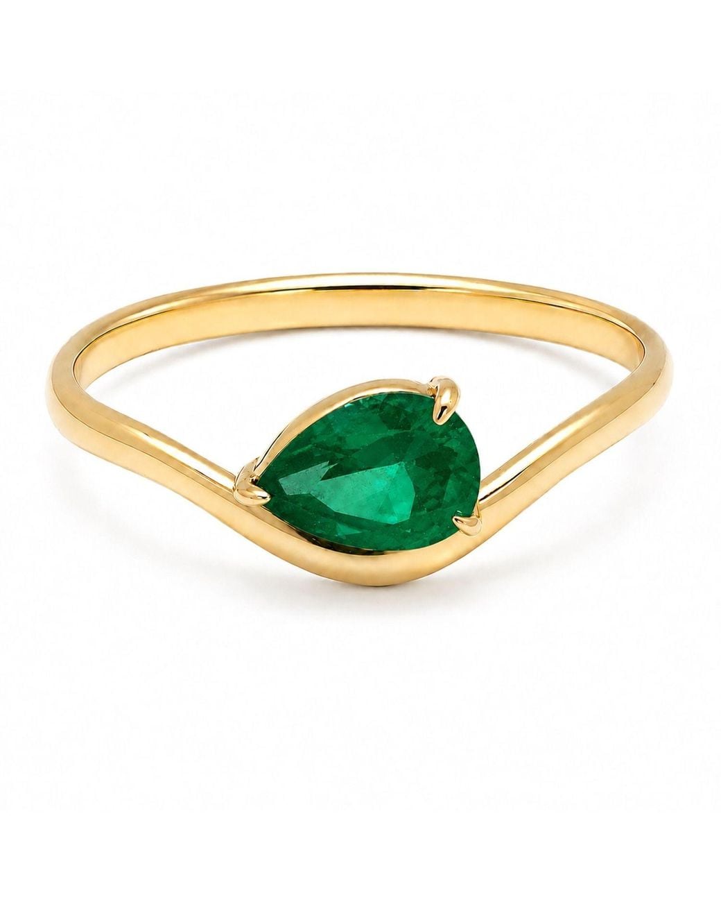 Belinda Jewelz Green Emerald Wavy Solitair Birthstone Ring