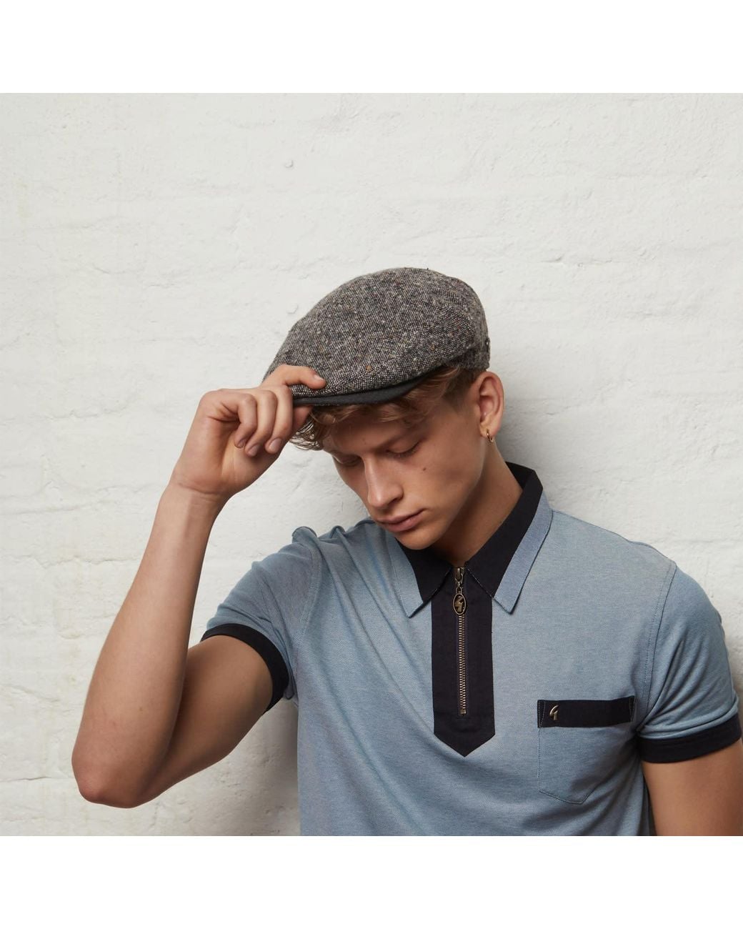 Dasmarca Hats Gray Neutrals Tailor Tweed Ukrainian Tweed Wool Cap For for men