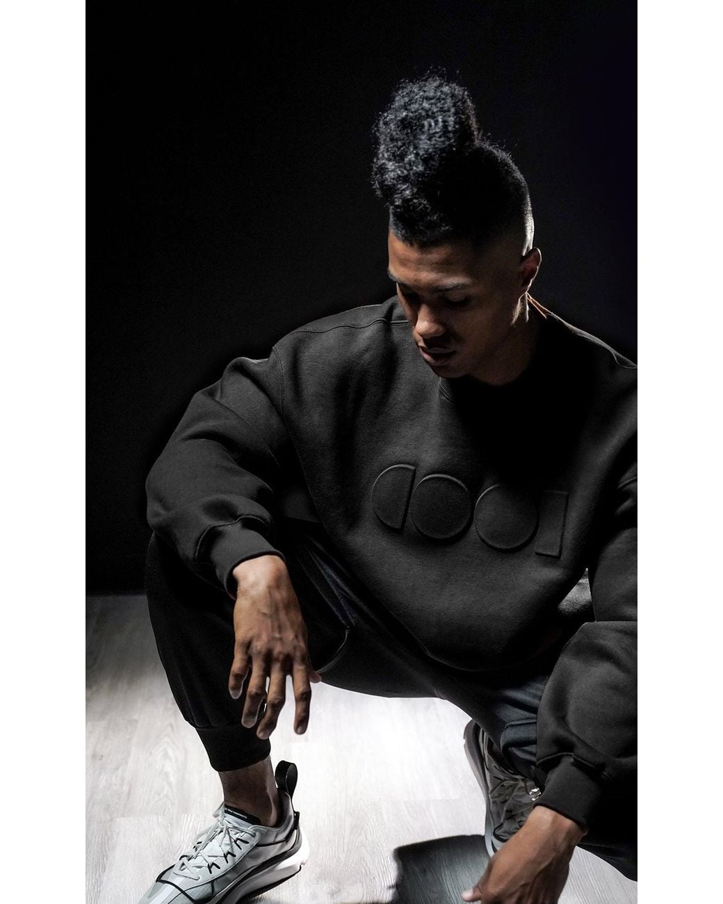 COOL Creative Black Embossed Crewneck Sweatshirt for men