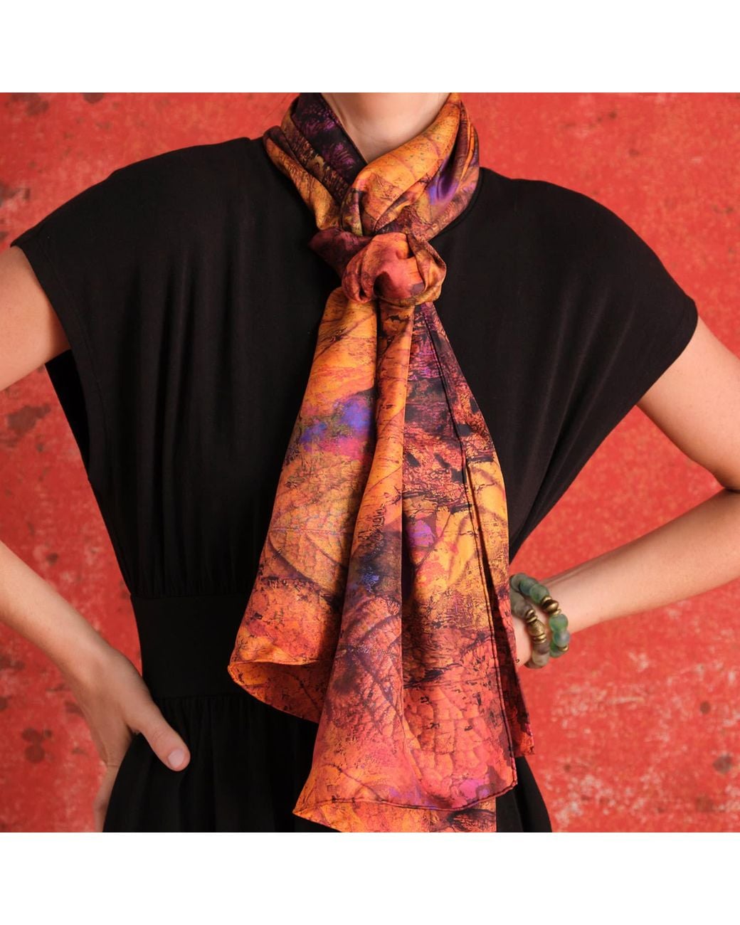 Richard Stone Studio Orange Sienna Silk Scarf